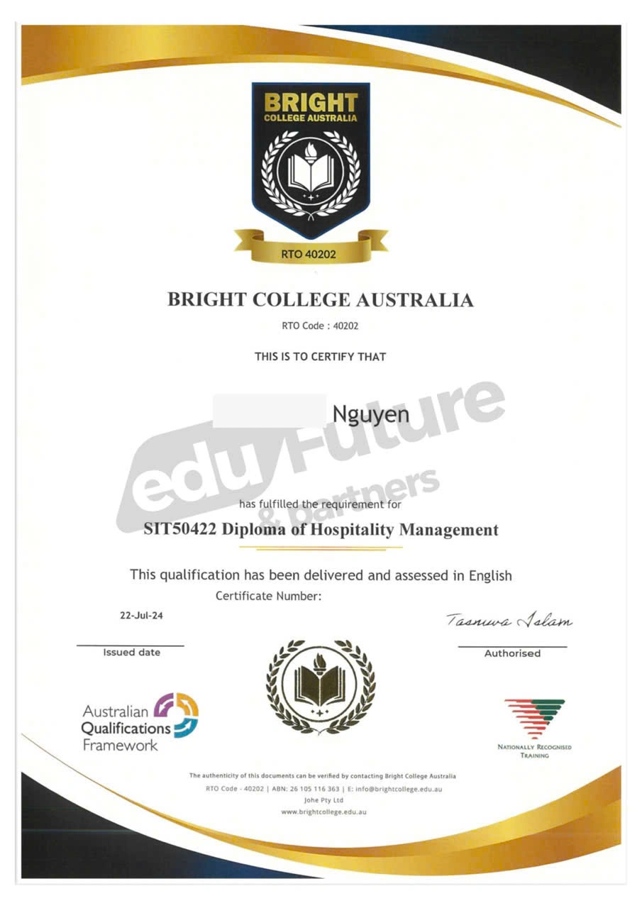 DIPLOMA OF HOSPITALITY MANAGEMENT