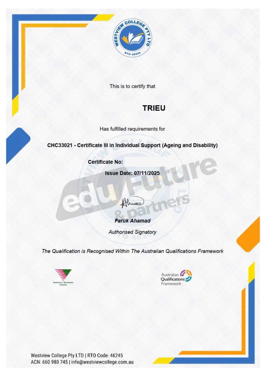 CERTIFICATE III INDIVIDUAL SUPPORT
