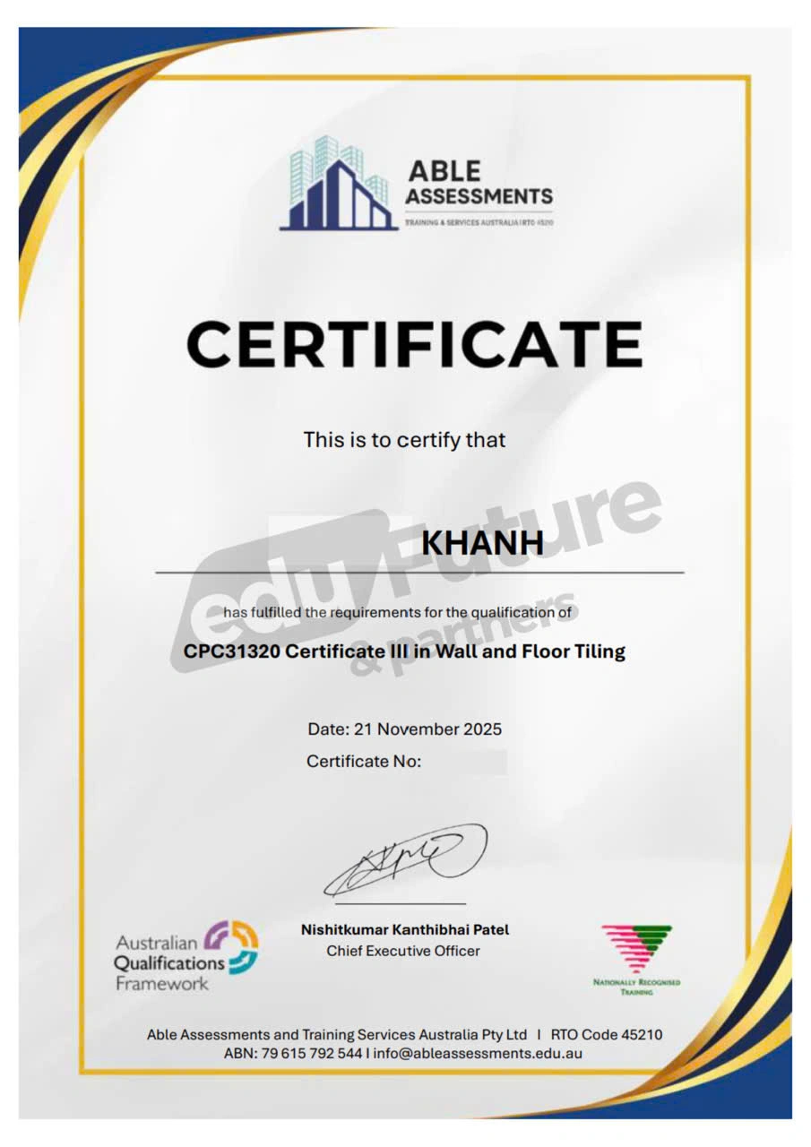 CERTIFICATE III WALL & FLOOR TILING